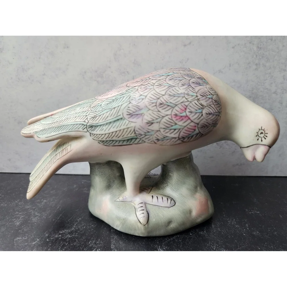 Pair 1950s Vintage Porcelain Dove Pigeon Bird Pastel 6